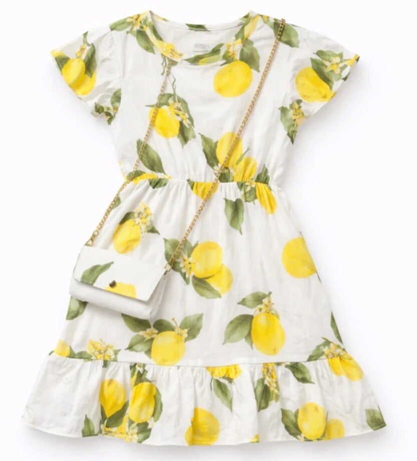 Citroenen jurk met tas