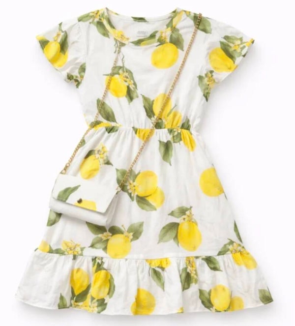 Citroenen jurk met tas