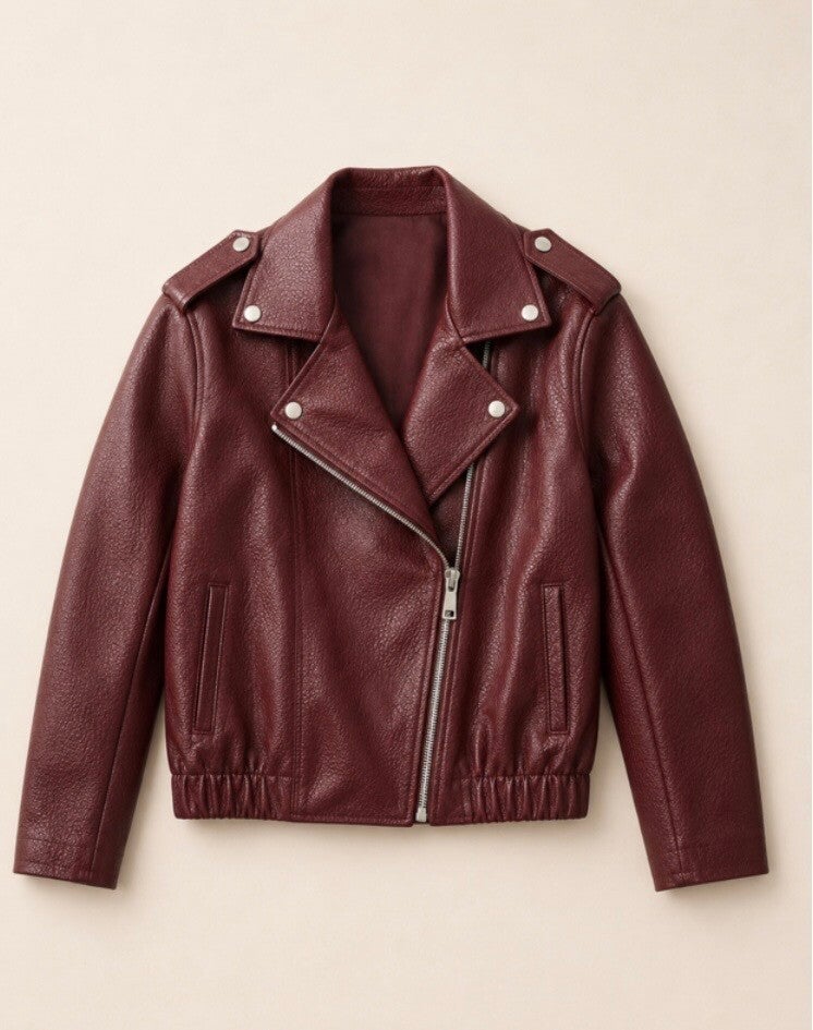 Meiden leren jasje bordeaux