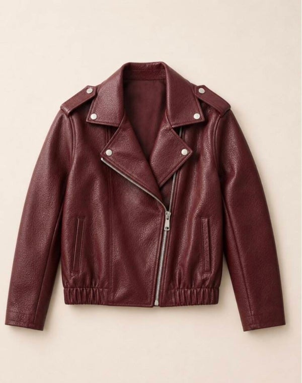 Meiden leren jasje bordeaux