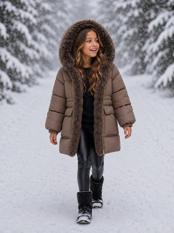 Winterjas Imitatiebond taupe