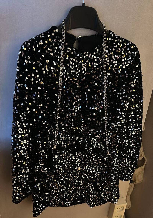 Zilveren jurk met tas