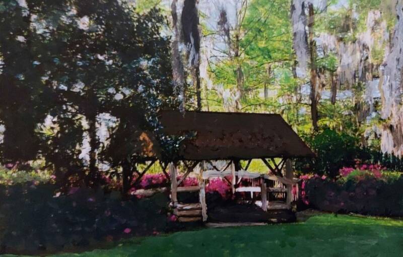 picnic shed Edisto Memorial Gardens Orangeburg SC azaleas