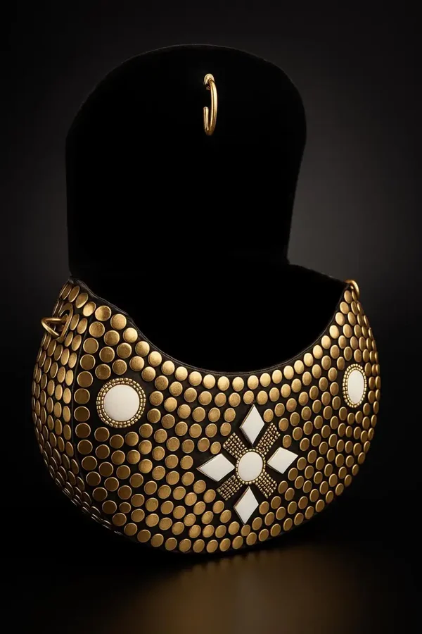 The Golden Bloom: Handcrafted Brass Mosaic Clutch