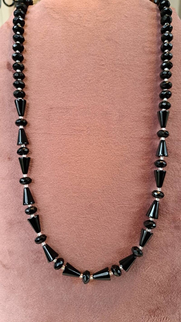 Ketting Onix facet en cono geslepen