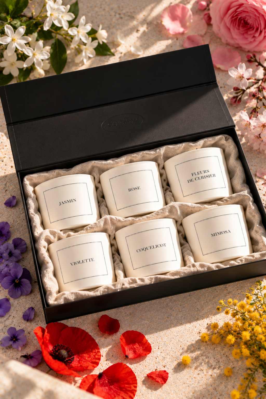 Coffret bougies florales