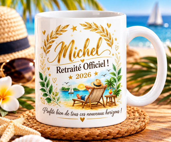 Mug retraite personnalisé, tasse retraite personnalisée, mug personnalisé retraite, tasse personnalisée retraite, personalized mug, personalisierte becher