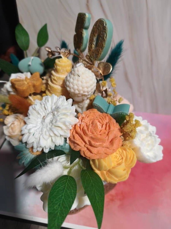 Bouquet de fleurs bougies, bougies en bouquet de fleurs, fleur décorative bougies, idée cadeau originale, cadeau fin d'année scolaire maitresse, cadeau nounou, cadeau ATSEM, cadeau AVS, cadeau AESH, décoration d'intérieur, candle
