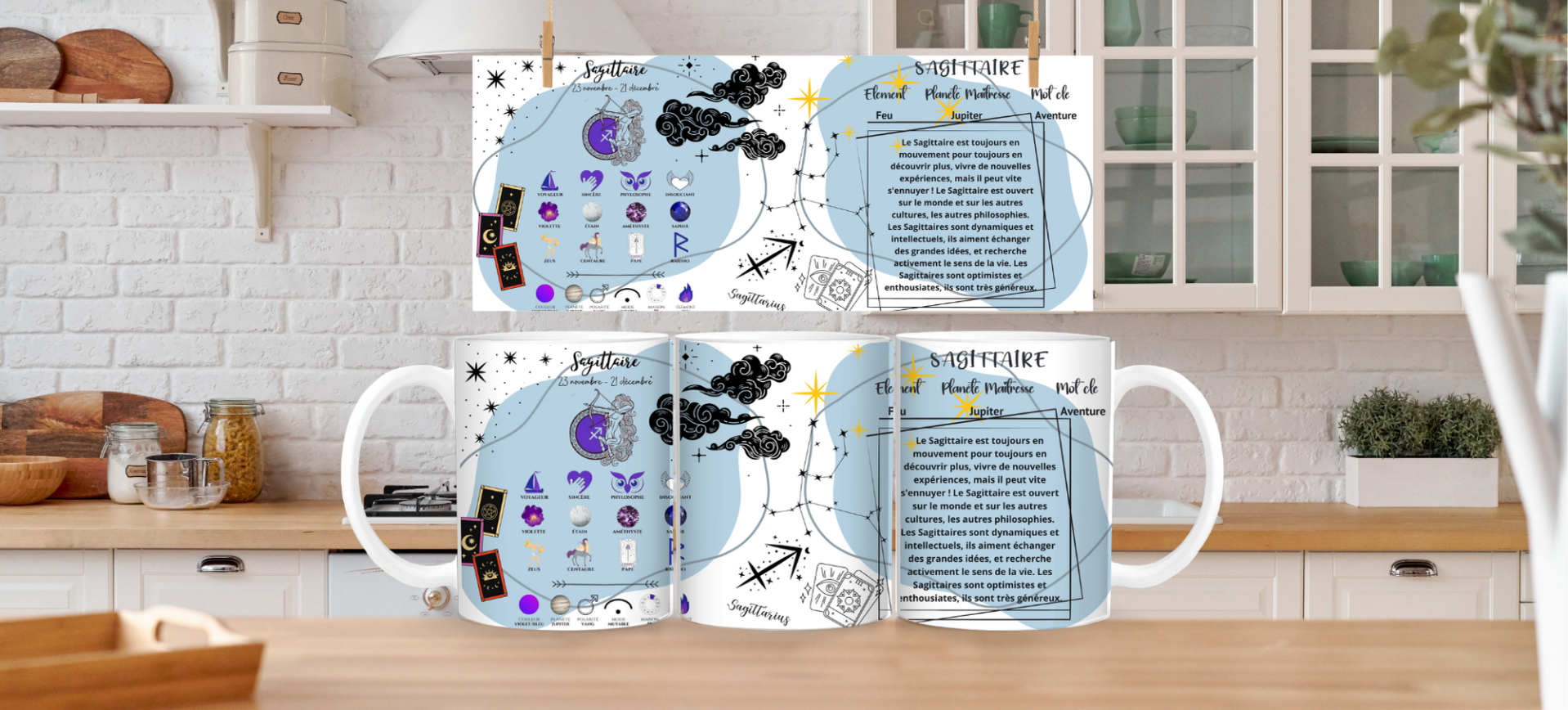 Fichier PNG horoscope, fichier numérique PNG mug,  wrap de tasse PNG