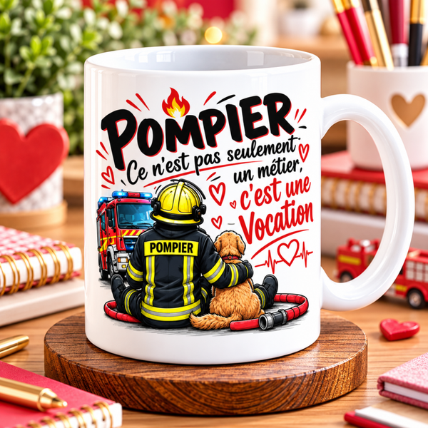 Mug pompier, tasse pompier, mug personnalisé pompier, tasse personnalisée pompier, personalized mug, personalisierte becher