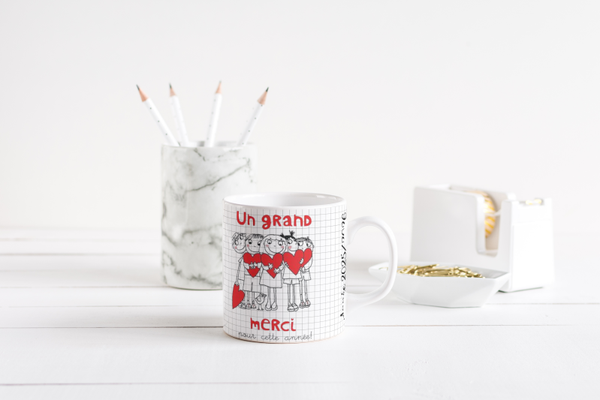 Mug fin d'année scolaire maitresse, mug AVS, mug ATSEM, mug AESH, mug directrice, mug enseignante, mug animatrice, mug institutrice,