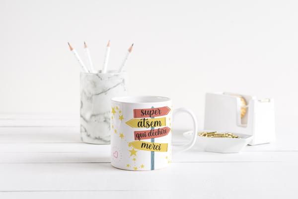 Mug fin d'année scolaire maitresse, mug AVS, mug ATSEM, mug AESH, mug directrice, mug enseignante, mug animatrice, mug institutrice,