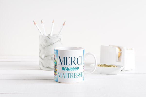 Mug fin d'année scolaire maitresse, mug AVS, mug ATSEM, mug AESH, mug directrice, mug enseignante, mug animatrice, mug institutrice,