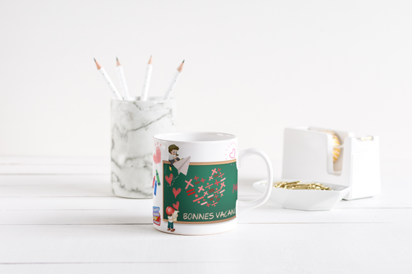 Mug fin d'année scolaire maitresse, mug AVS, mug ATSEM, mug AESH, mug directrice, mug enseignante, mug animatrice, mug institutrice,