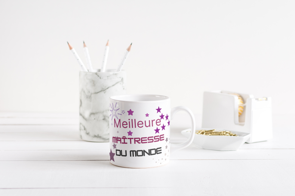 Mug fin d'année scolaire maitresse, mug AVS, mug ATSEM, mug AESH, mug directrice, mug enseignante, mug animatrice, mug institutrice,