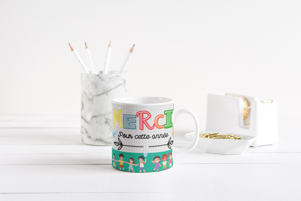 Mug fin d'année scolaire maitresse, mug AVS, mug ATSEM, mug AESH, mug directrice, mug enseignante, mug animatrice, mug institutrice,