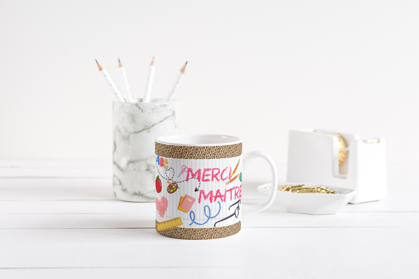 Mug fin d'année scolaire maitresse, mug AVS, mug ATSEM, mug AESH, mug directrice, mug enseignante, mug animatrice, mug institutrice,