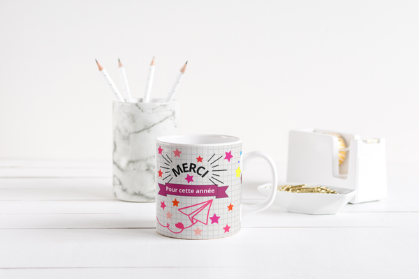 Mug fin d'année scolaire maitresse, mug AVS, mug ATSEM, mug AESH, mug directrice, mug enseignante, mug animatrice, mug institutrice,