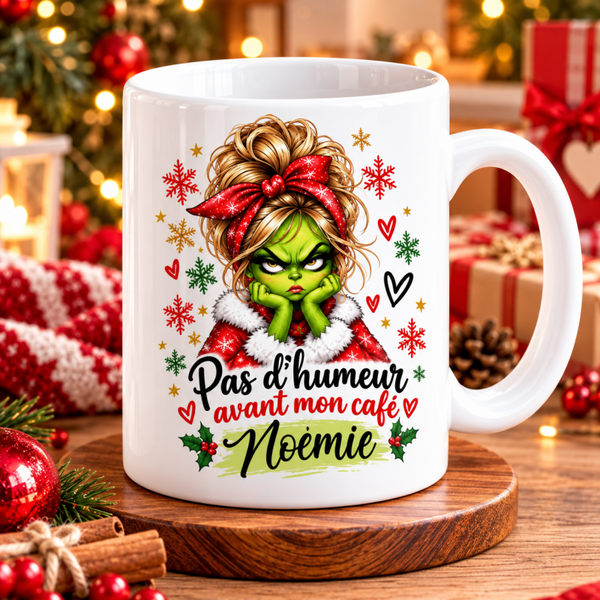 Mug grinch thème noël, tasse grinch thème noël, mug personnalisé thème noël, tasse personnalisée thème noël, personalized mug, personalisierte becher