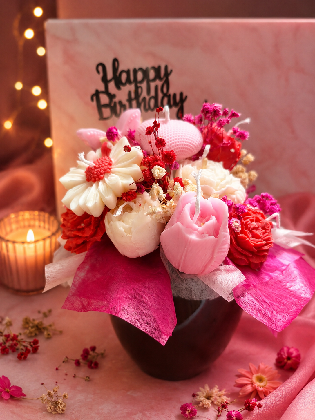 Bouquet de fleurs bougies, bougies en bouquet de fleurs, fleur décorative bougies, idée cadeau originale, cadeau fin d'année scolaire maitresse, cadeau nounou, cadeau ATSEM, cadeau AVS, cadeau AESH, décoration d'intérieur, candle