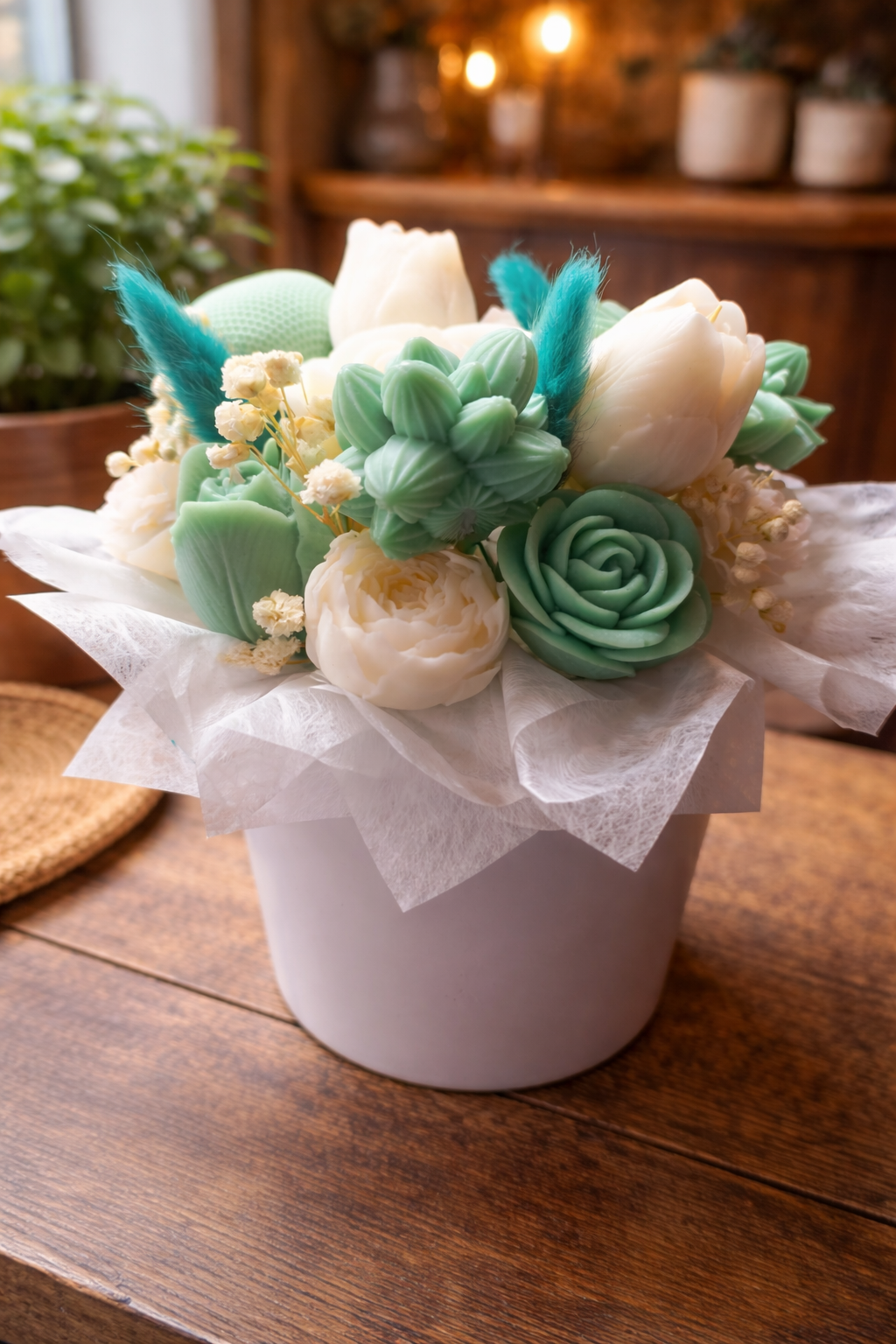 Bouquet de fleurs bougies, bougies en bouquet de fleurs, fleur decorative bougies, idée cadeau originale, décoration d'intérieur, candle