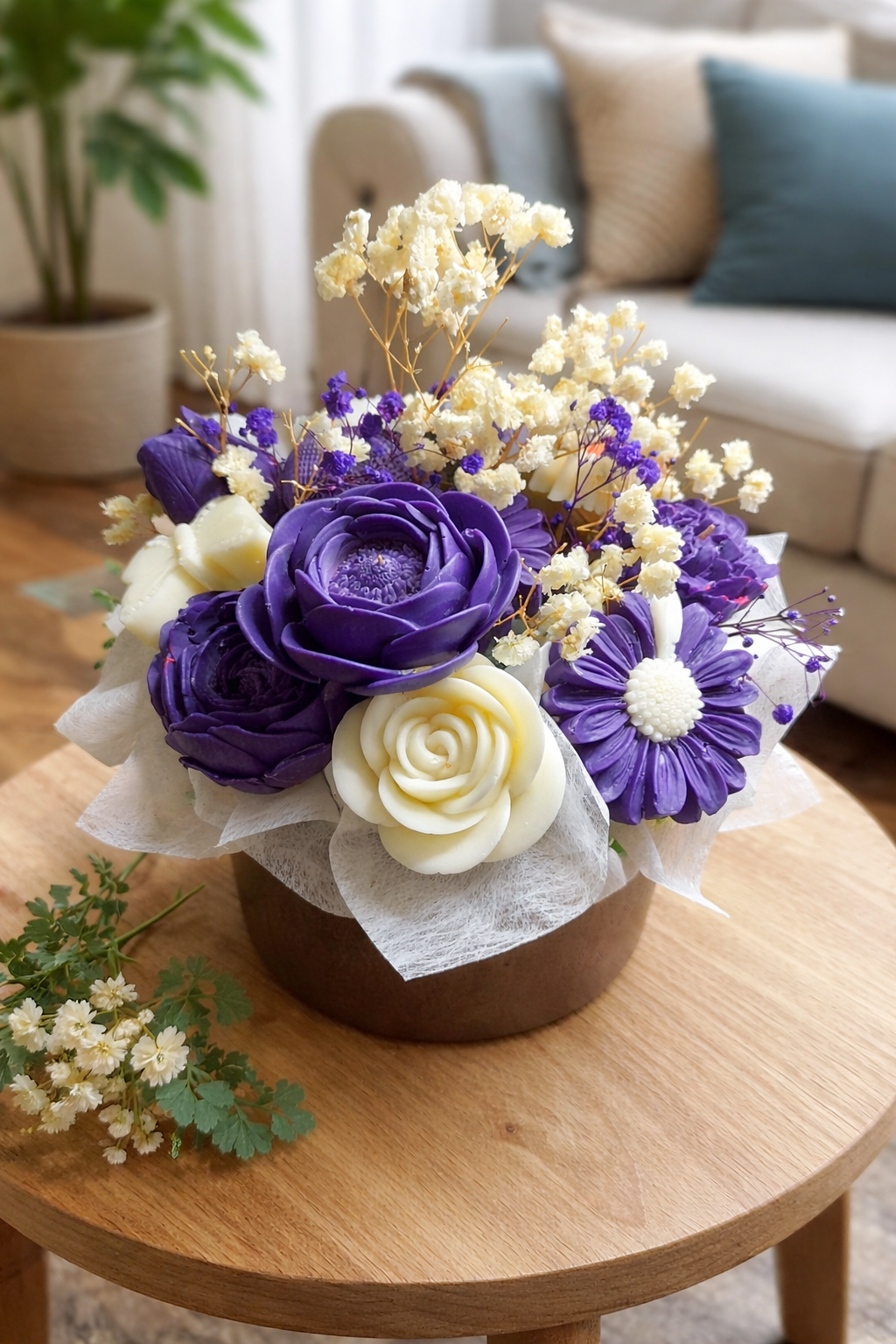 Bouquet de fleurs bougies, bougies en bouquet de fleurs, fleur decorative bougies, idée cadeau originale, décoration d'intérieur, candle