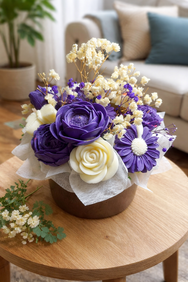 Bouquet de fleurs bougies, bougies en bouquet de fleurs, fleur decorative bougies, idée cadeau originale, décoration d'intérieur, candle