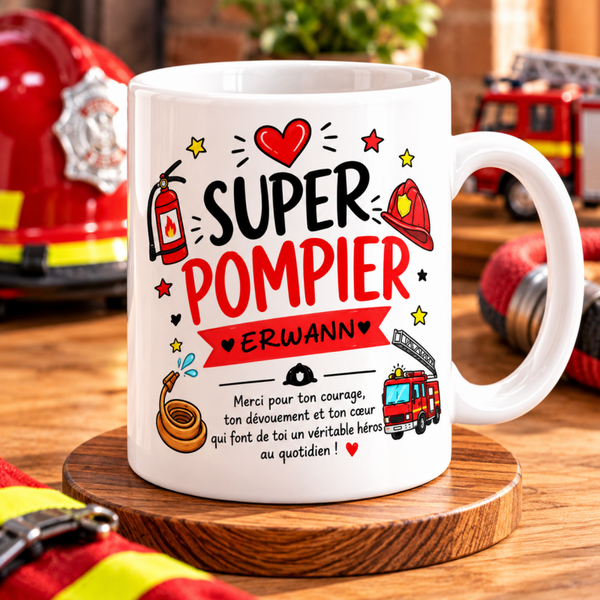 Mug pompier, tasse pompier, mug personnalisé pompier, tasse personnalisée pompier, personalized mug, personalisierte becher