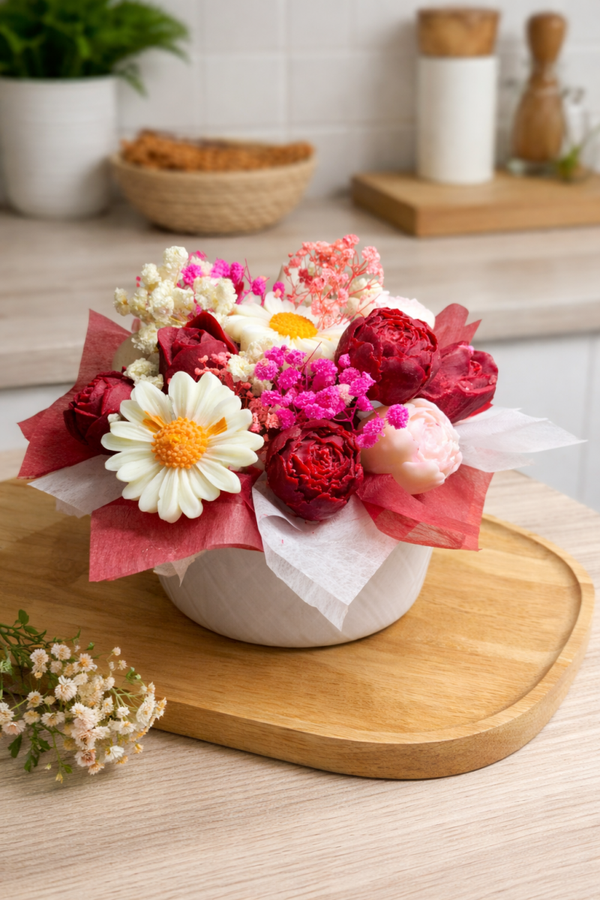 Bouquet de fleurs bougies, bougies en bouquet de fleurs, fleur decorative bougies, idée cadeau originale, décoration d'intérieur, candle
