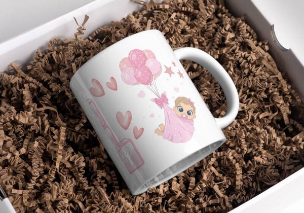 Mug naissance bébé fille, tasse naissance bébé fille, mug personnalisé naissance bébé fille, tasse personnalisée naissance bébé fille, personalized mug, personalisierte becher