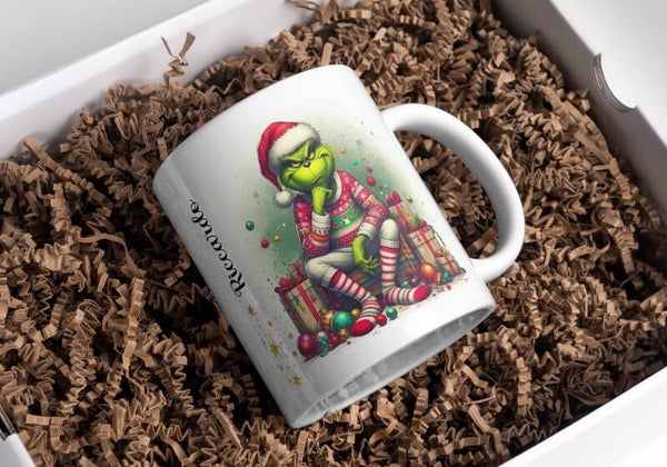 Mug grinch Noël, tasse noël grinch, mug personnalisé prénom grinch, tasse personnalisé prénom grinch noël, personalized mug, personalisierte becher