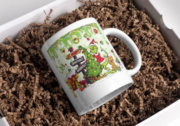 Mug grinch Noël, tasse noël grinch, mug personnalisé prénom grinch, tasse personnalisé prénom grinch noël, personalized mug, personalisierte becher