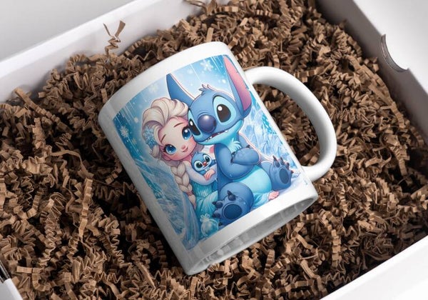 Mug reine des neiges et stitch, tasse reine des neiges et stitch, mug personnalisé prénom, tasse personnalisée prénom, personalized mug, personalisierte becher