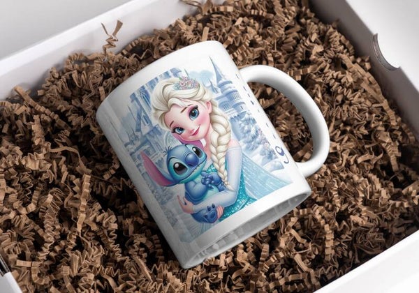 Mug reine des neiges et stitch, tasse reine des neiges et stitch, mug personnalisé prénom, tasse personnalisée prénom, personalized mug, personalisierte becher