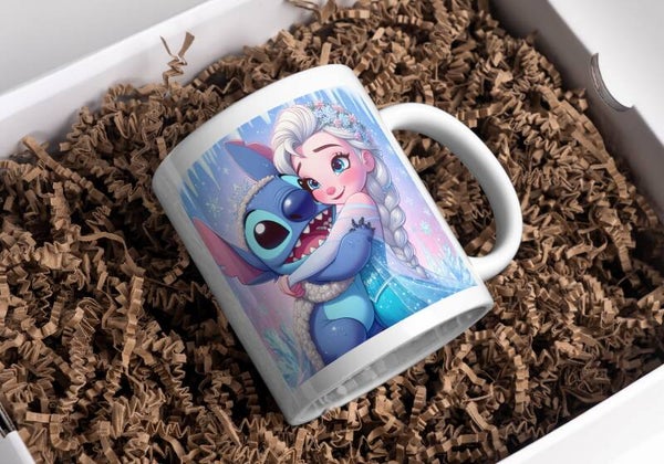 Mug reine des neiges et stitch, tasse reine des neiges et stitch, mug personnalisé prénom, tasse personnalisée prénom, personalized mug, personalisierte becher