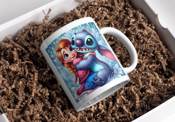 Mug reine des neiges et stitch, tasse reine des neiges et stitch, mug personnalisé prénom, tasse personnalisée prénom, personalized mug, personalisierte becher