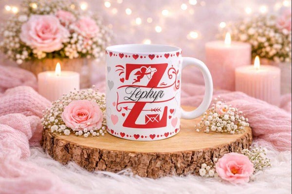 Mug lettre prénom Saint Valentin, tasse lettre prenom saint valentin, mug personnalisé photos, tasse personnalisée photos, personalized mug, personalisierte becher