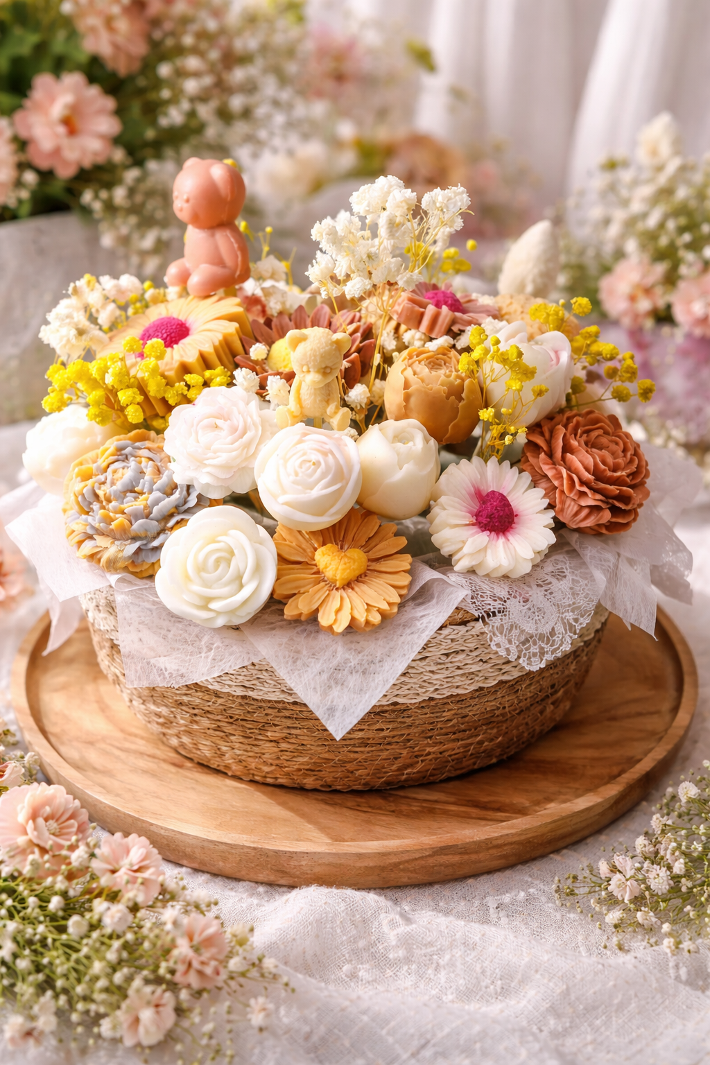 Bouquet de fleurs bougies, bougies en bouquet de fleurs, fleur decorative bougies, idée cadeau originale, décoration d'intérieur, candle
