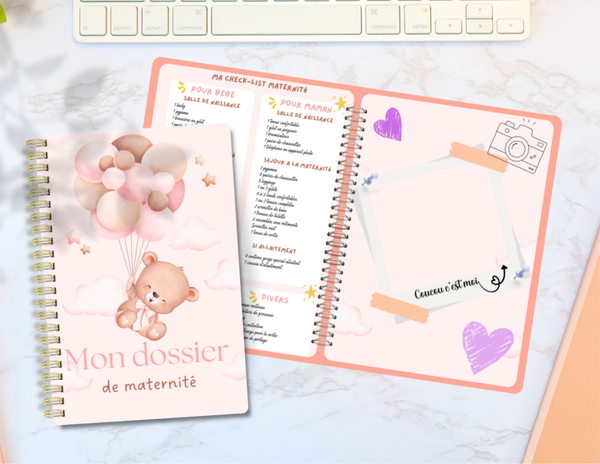 dossier de maternité ourson rose