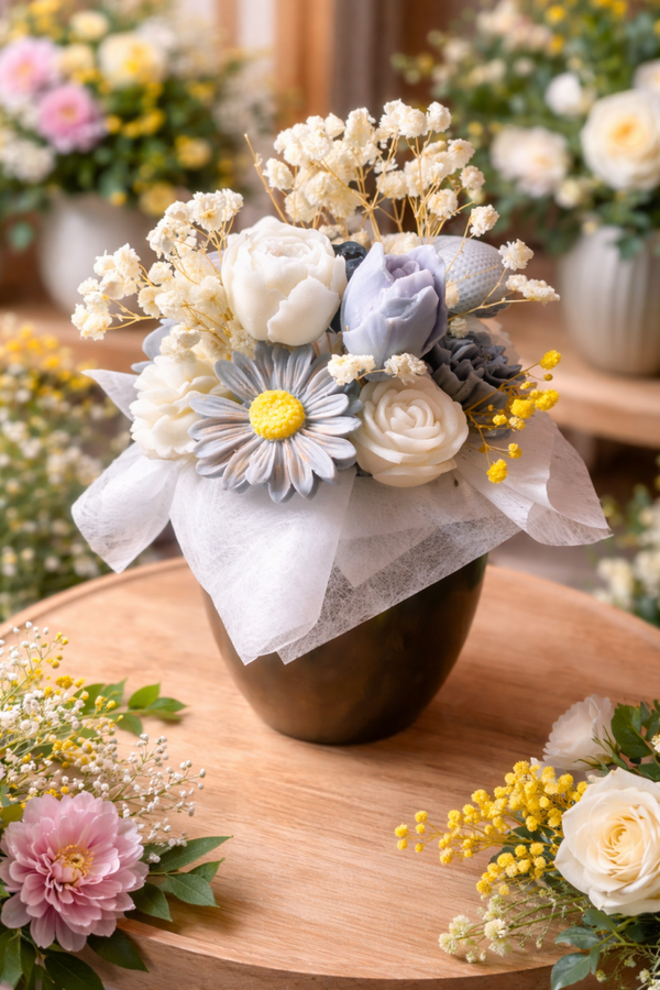 Bouquet de fleurs bougies, bougies en bouquet de fleurs, fleur decorative bougies, idée cadeau originale, décoration d'intérieur, candle