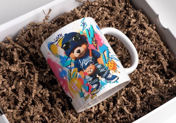 Mug ours graffiti tag, tasse ours graffiti tag, tasse personnalisée prénom, mug personnalisé prenom, personalized mug, personalisierte becher