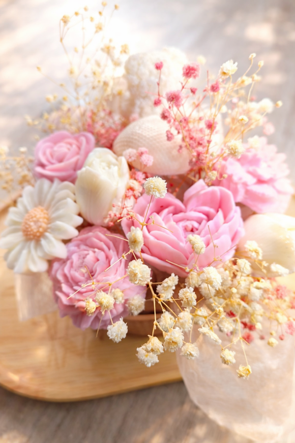 Bouquet de fleurs bougies, bougies en bouquet de fleurs, fleur decorative bougies, idée cadeau originale, décoration d'intérieur, candle