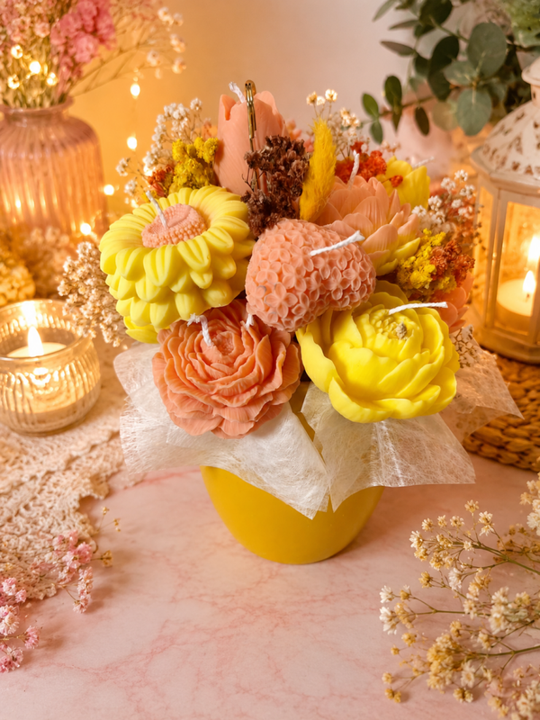 Bouquet de fleurs bougies, bougies en bouquet de fleurs, fleur décorative bougies, idée cadeau originale, cadeau fin d'année scolaire maitresse, cadeau nounou, cadeau ATSEM, cadeau AVS, cadeau AESH, décoration d'intérieur, candle