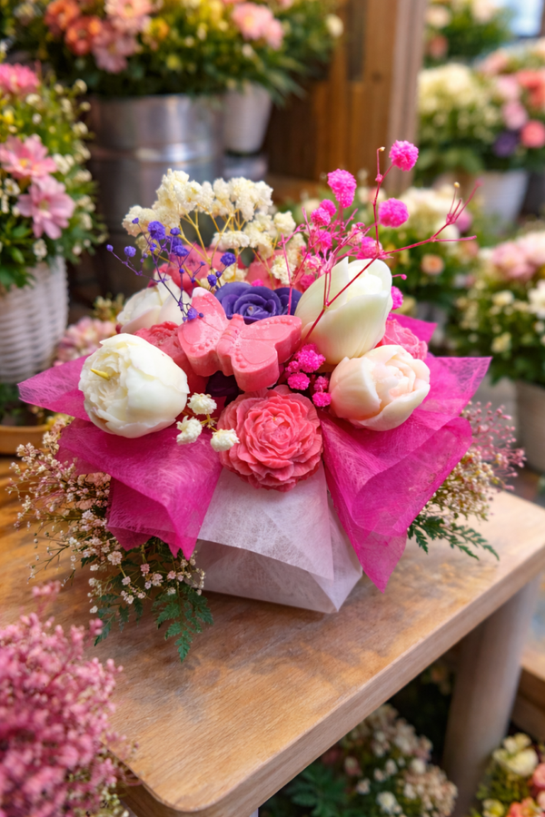Bouquet de fleurs bougies, bougies en bouquet de fleurs, fleur decorative bougies, idée cadeau originale, décoration d'intérieur, candle