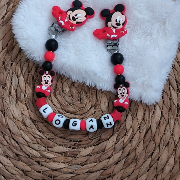 Attache doudou mickey baby rouge, personalized cuddly toy clip, personalisierter kuscheltier-Clip