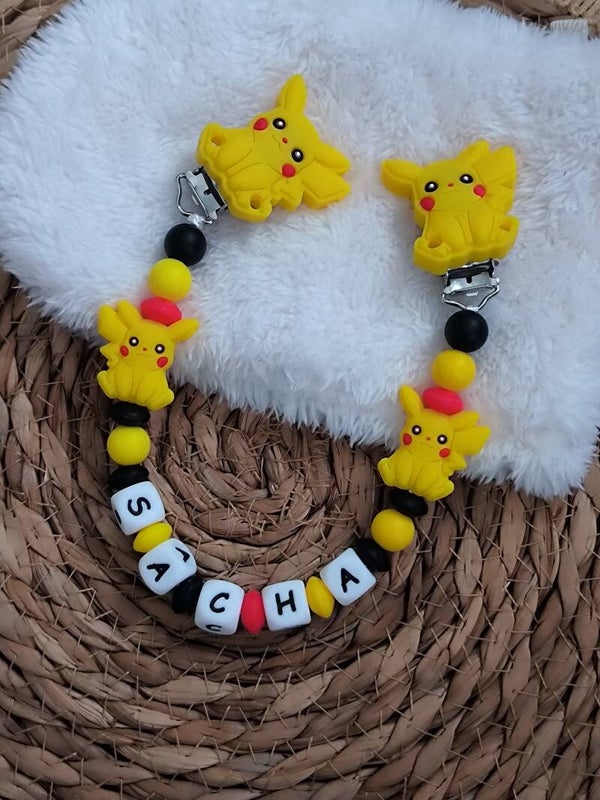 Attache doudou pikachu, personalized cuddly toy clip, personalisierter kuscheltier-Clip