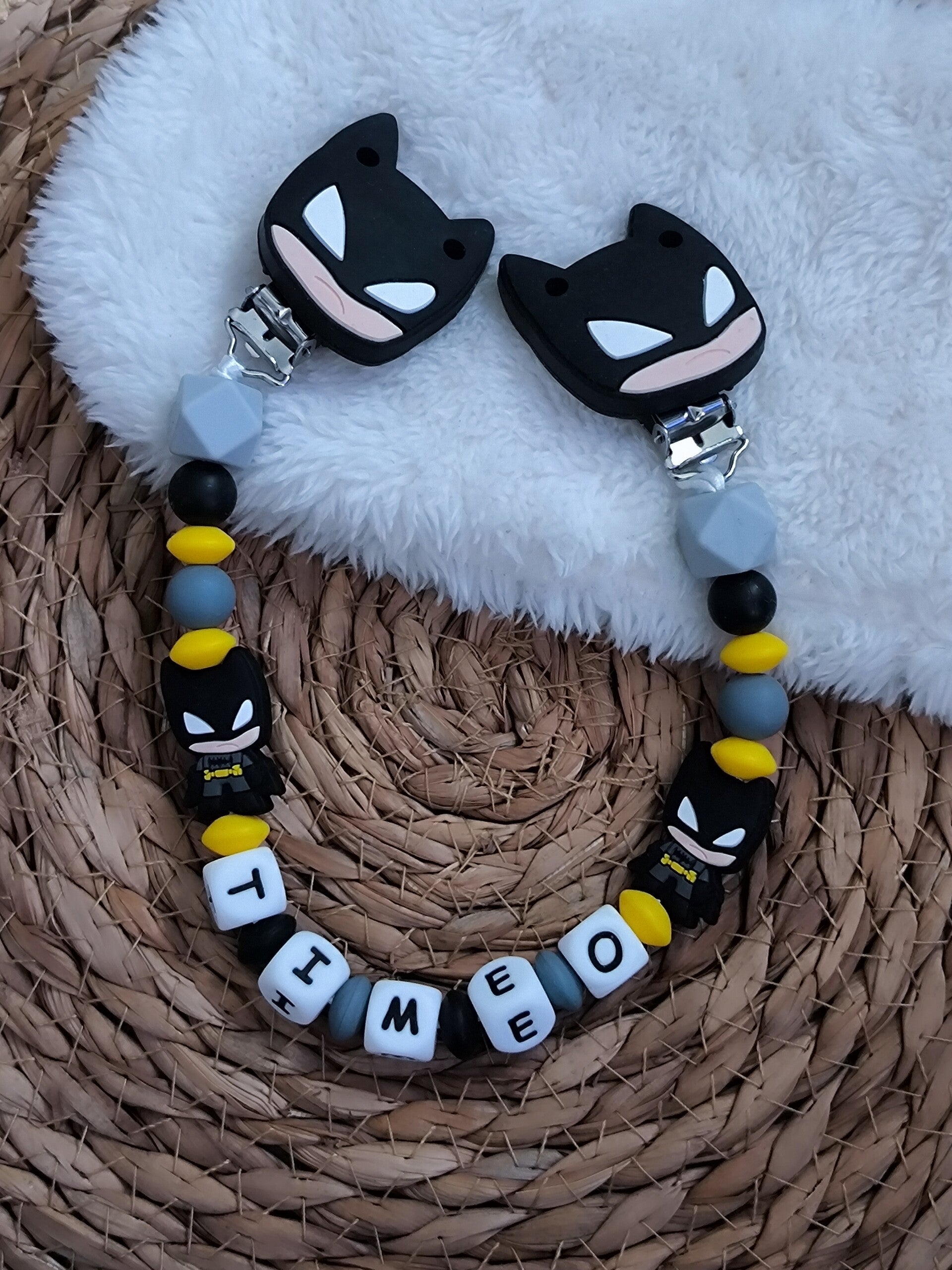 Attache doudou batman, personalized cuddly toy clip, personalisierter kuscheltier-Clip