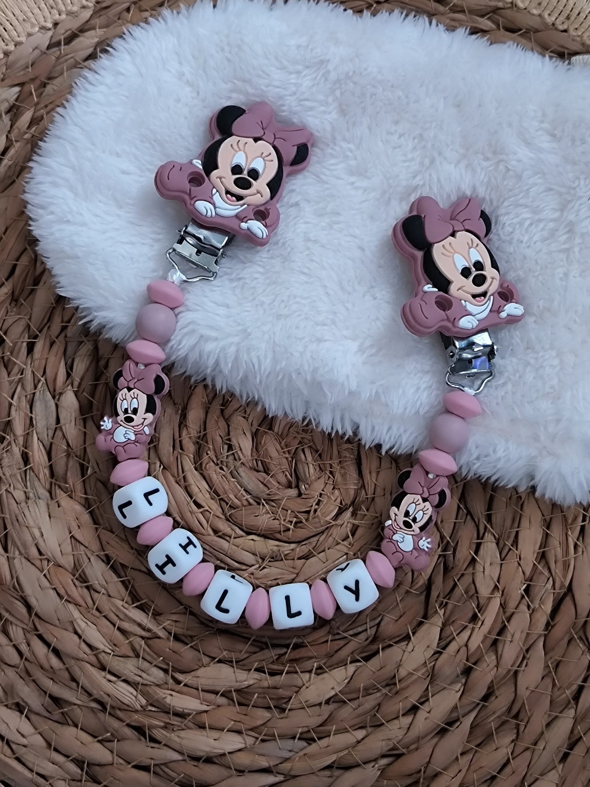 Attache doudou minnie baby, personalized cuddly toy clip, personalisierter kuscheltier-Clip
