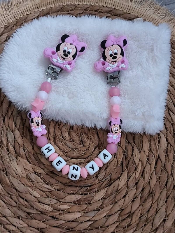 Attache doudou minnie baby rose, personalized cuddly toy clip, personalisierter kuscheltier-Clip