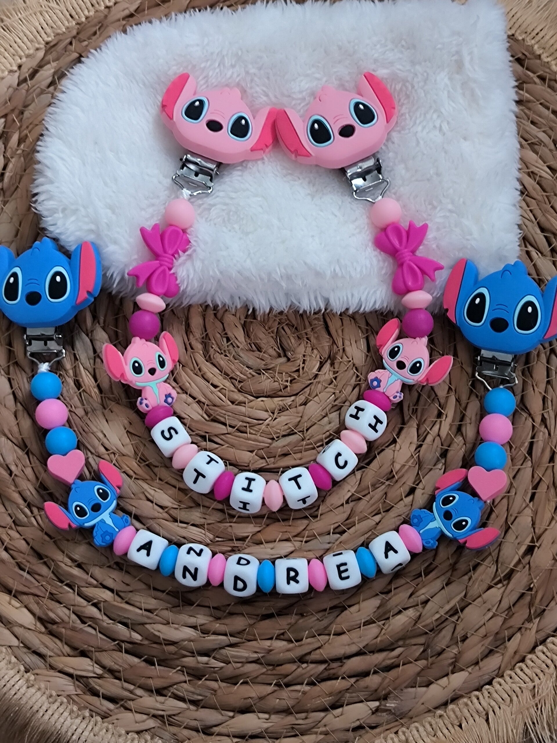 Attache doudou Stitch, personalized cuddly toy clip, personalisierter kuscheltier-Clip